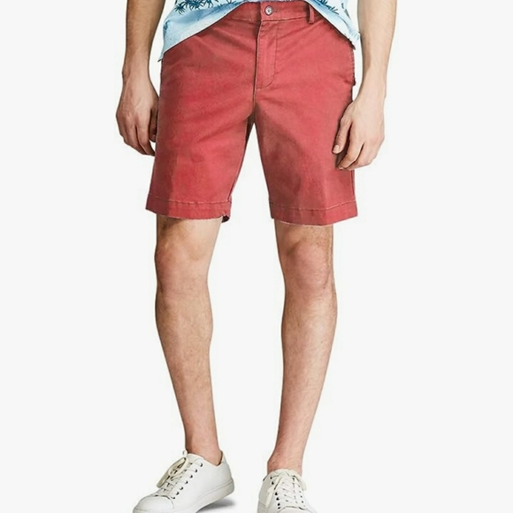 Chaps Ralph Lauren Flat Front 9" Chino Shorts Men Size: 36 Color: Red Cotton NWT - Picture 3 of 14